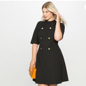Eloquii Mock Neck Military Dress with Sleeves.